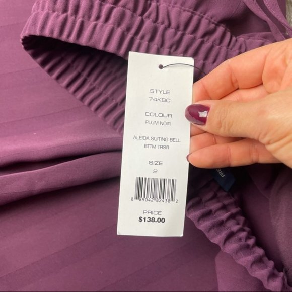 FRENCH CONNECTION Women's Plum Noir Aleida Suiting Bell Bottom Trousers 2 NWT - Picture 9 of 10
